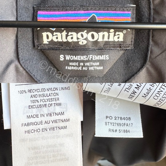 Patagonia Radalie Jacket Black Small Slim Fit Puffer Jacket Windproof S - Picture 3 of 16